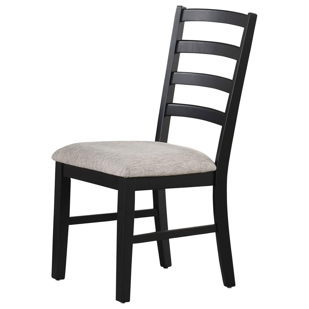 Lifestyle Set of 2 - Dining Side Chair in Black Finish with Gray Upholstered Seat, , large