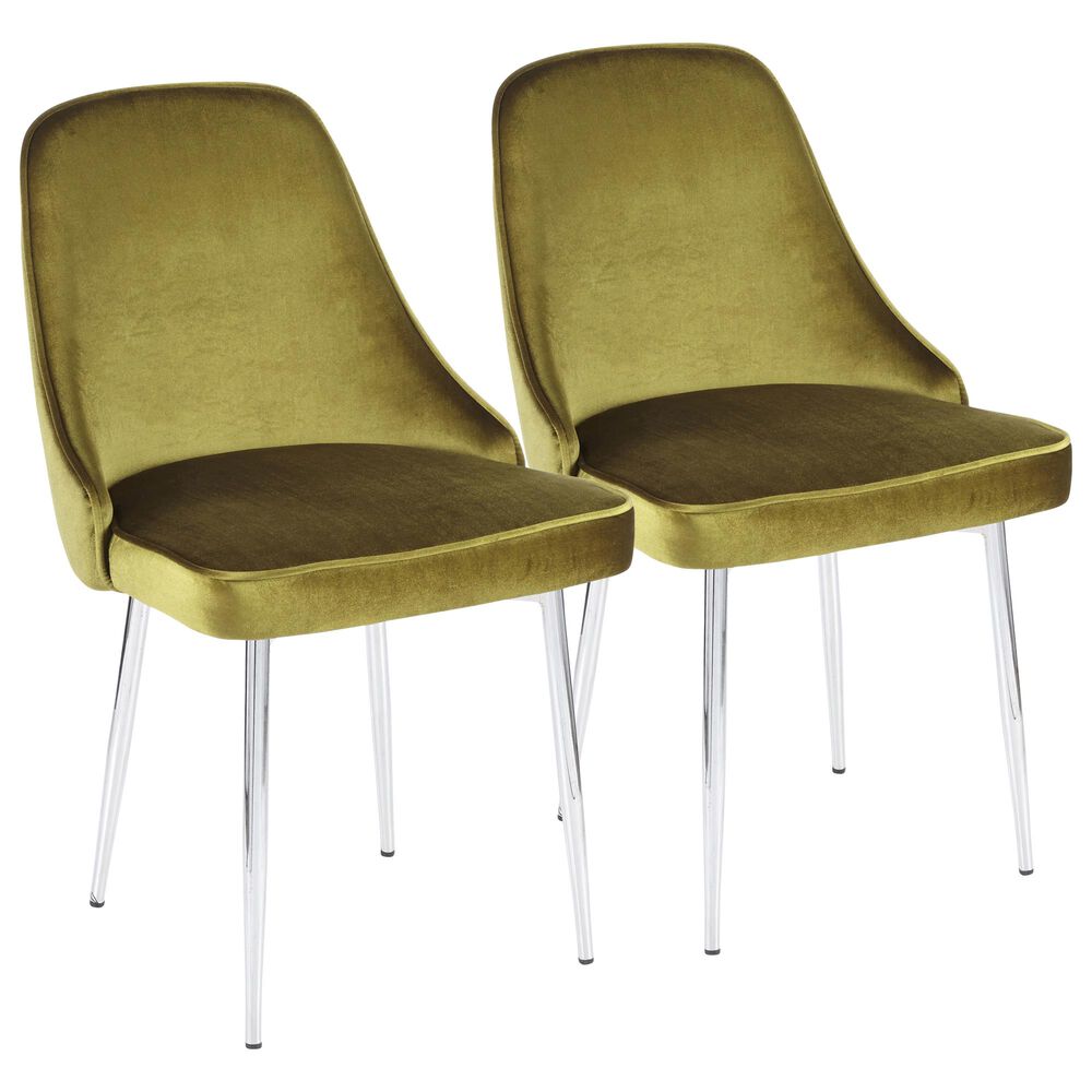 Lumisource Marcel Dining Chair in Green/Chrome (Set of 2), , large