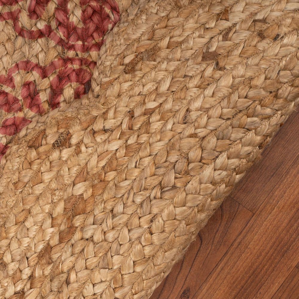 L&amp;R Resources Synergy 54125RED 6&#39; Round Tan and Raspberry Red Area Rug, , large