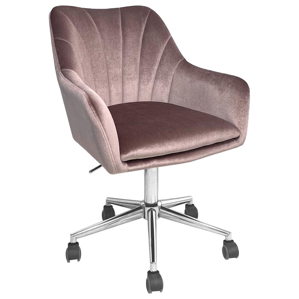 Impressions Vanity Sadie Swivel Vanity Chair with Pink Cushion in Silver Chrome, , large