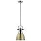 Golden Lighting Duncan 1-Light Small Pendant with Rod and Aged Brass Shade in Chrome, , large