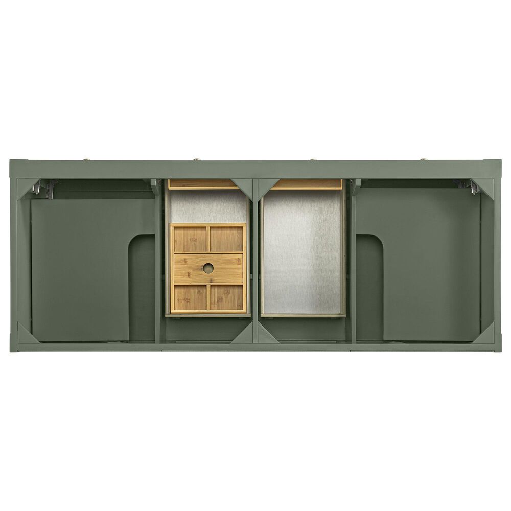 James Martin Vanities Breckenridge 60&quot; Double Bathroom Vanity in Smokey Celadon with 3 cm Charcoal Soapstone Quartz Top and Rectangular Sinks, , large