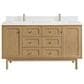 James Martin Vanities Laurent 60" Double Bathroom Vanity in Light Natural Oak with Single Hole 3 cm White Zeus Quartz Top and Rectangular Sinks, , large
