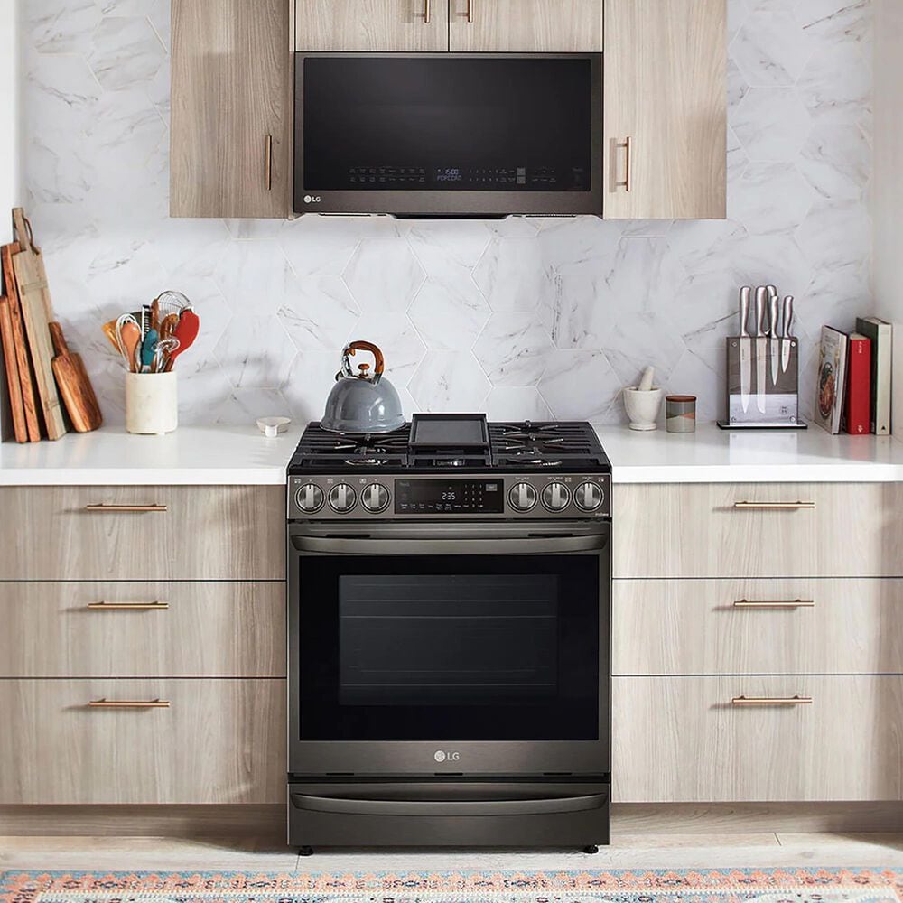 LG 1.7 Cu. Ft. Over-the-Range Microwave Oven with Air Fry in Black Stainless Steel, , large