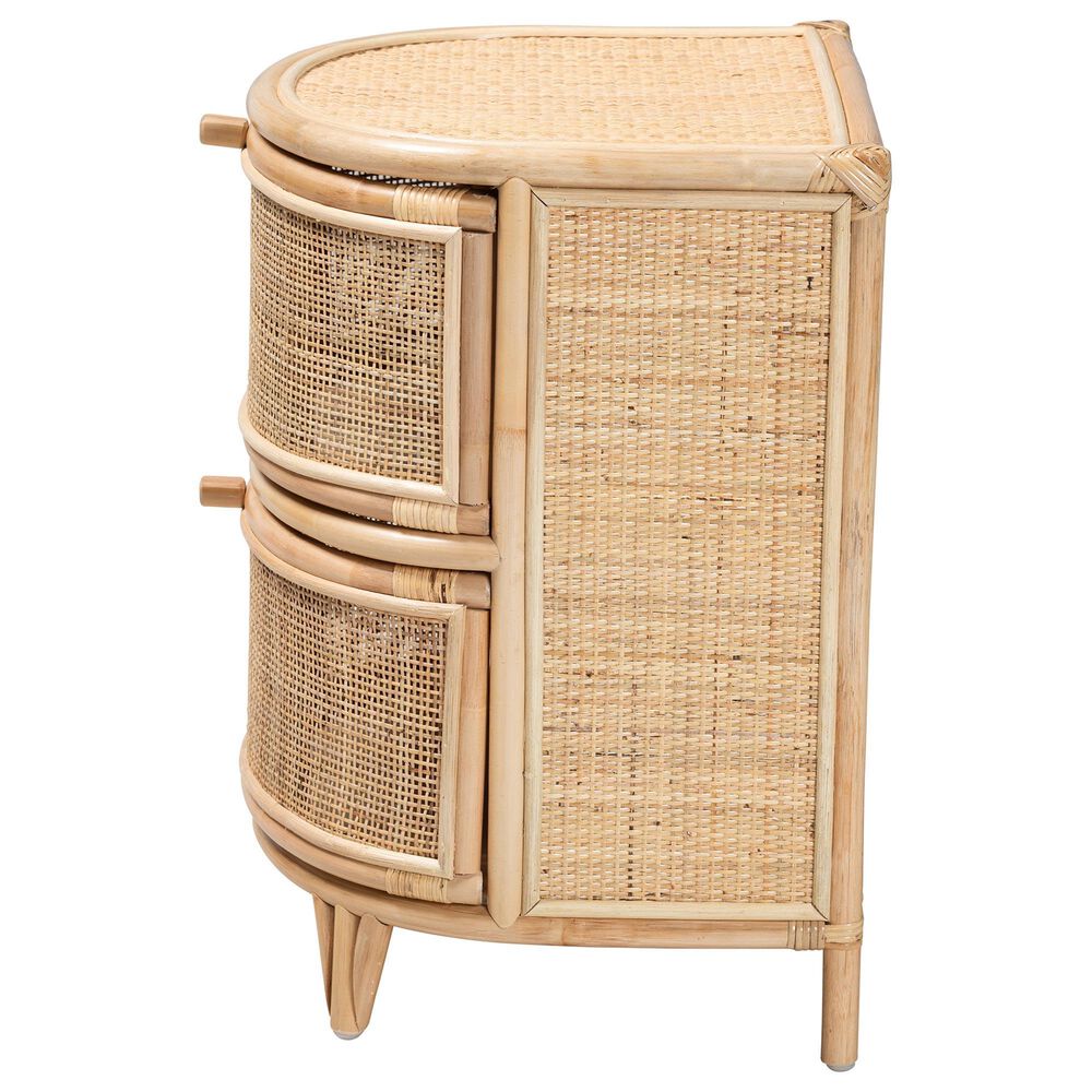 Baxton Studio Oleta 2-Drawer Rattan Nightstand in Natural Brown, , large