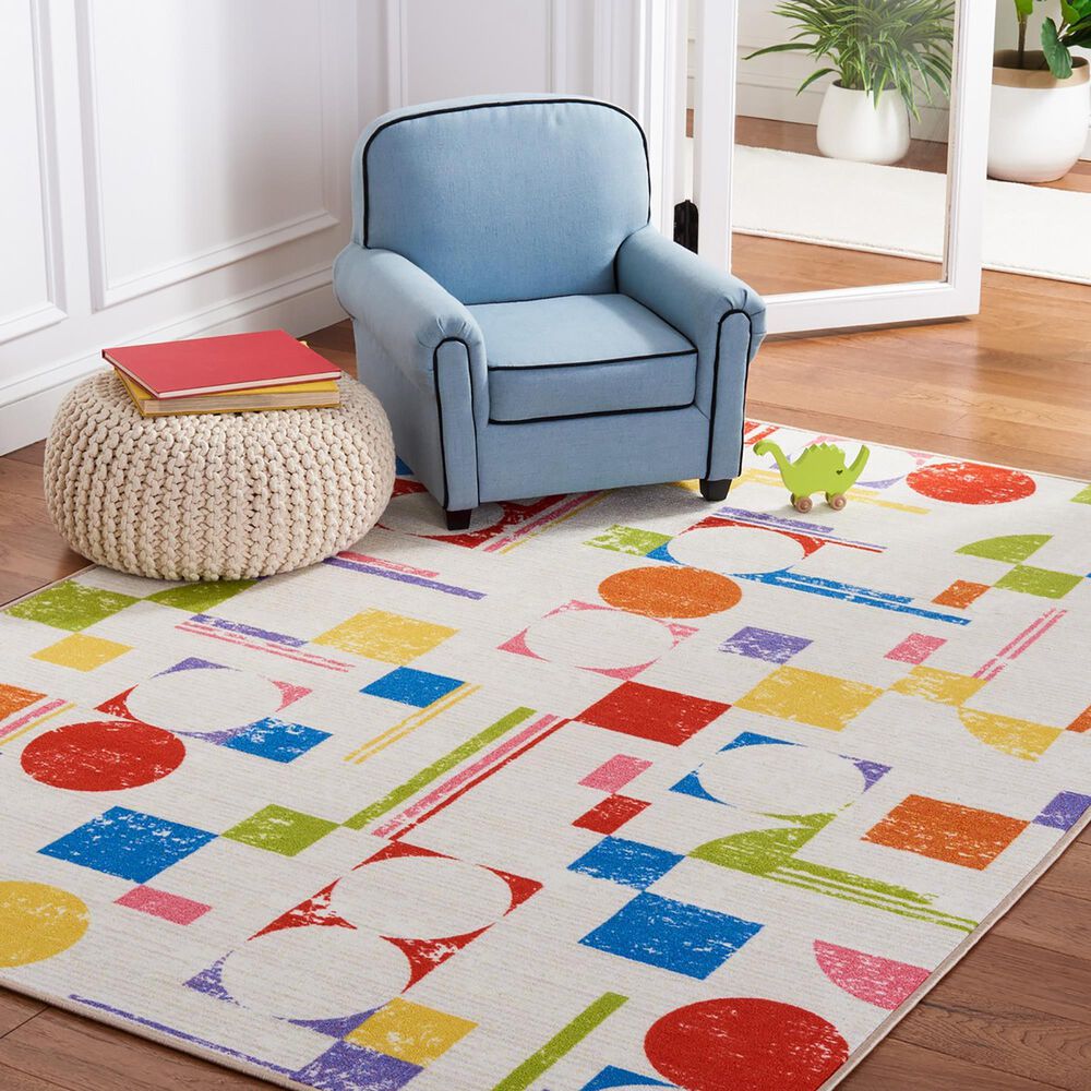 Safavieh Kids Playhouse 6&#39;7&quot; x 9&#39; Ivory and Red Rug, , large