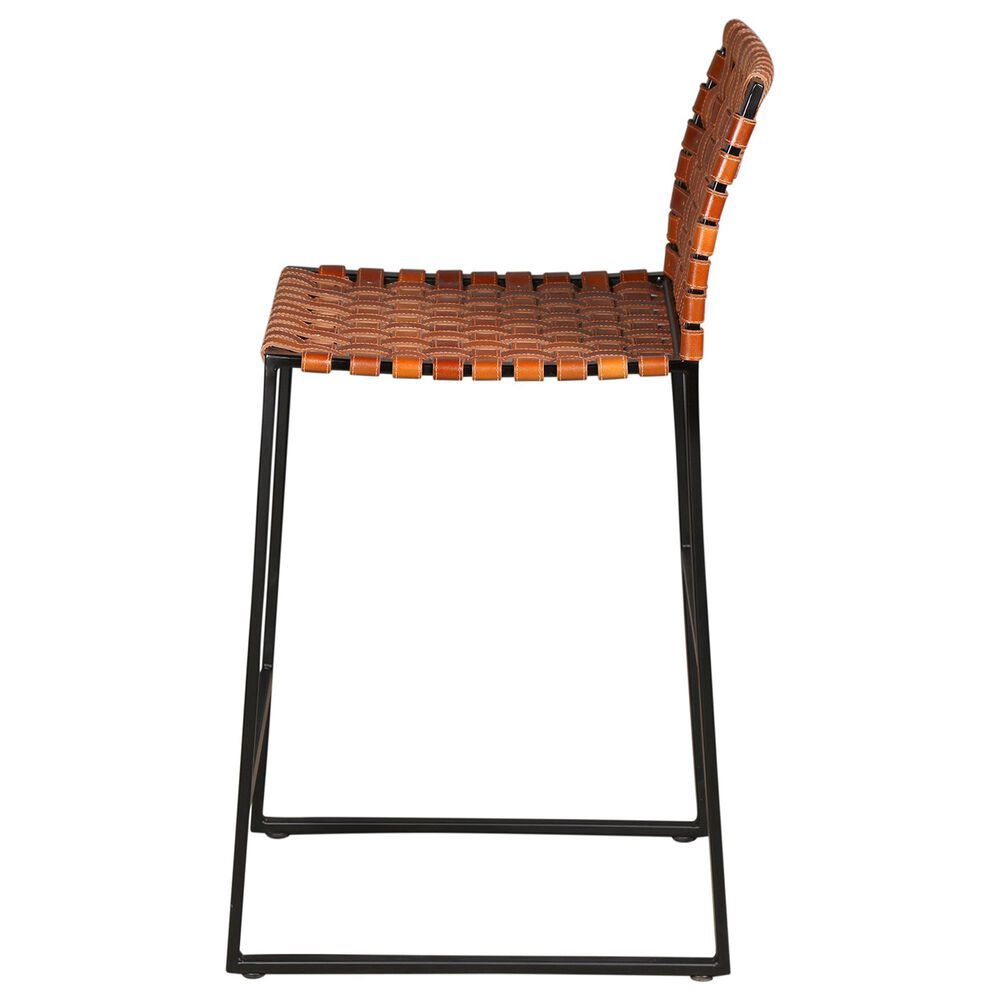 Porter Design Veracruz Counter Stool in Black Finish and Warm Camel Top Grain Leather, , large