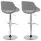 LumiSource Fabrico Swivel Adjustable Bar Stool with Grey Noise Fabric Upholstery and Rounded T Footrest in Chrome (Set of 2), , large