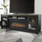 Ashley Foyland 83" TV Stand with Electric Fireplace in Black and Brown, , large