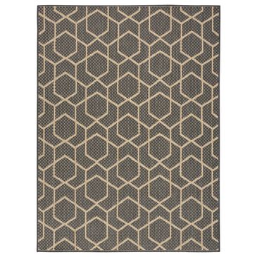 Nourison Horizon HOZ01 Charcoal 5" x 7" Indoor/Outdoor Area Rug, , large