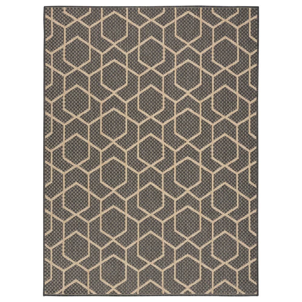 Nourison Horizon HOZ01 Charcoal 5" x 7" Indoor/Outdoor Area Rug, , large