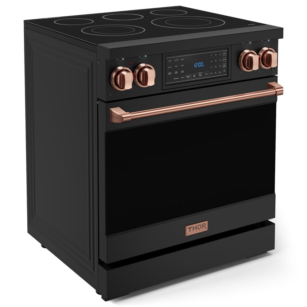 Thor Kitchen Gordon Ramsay 4.55 Cu. Ft. 30&quot; Professional Electric Range with Rose Gold Handle Kit in Black, , large