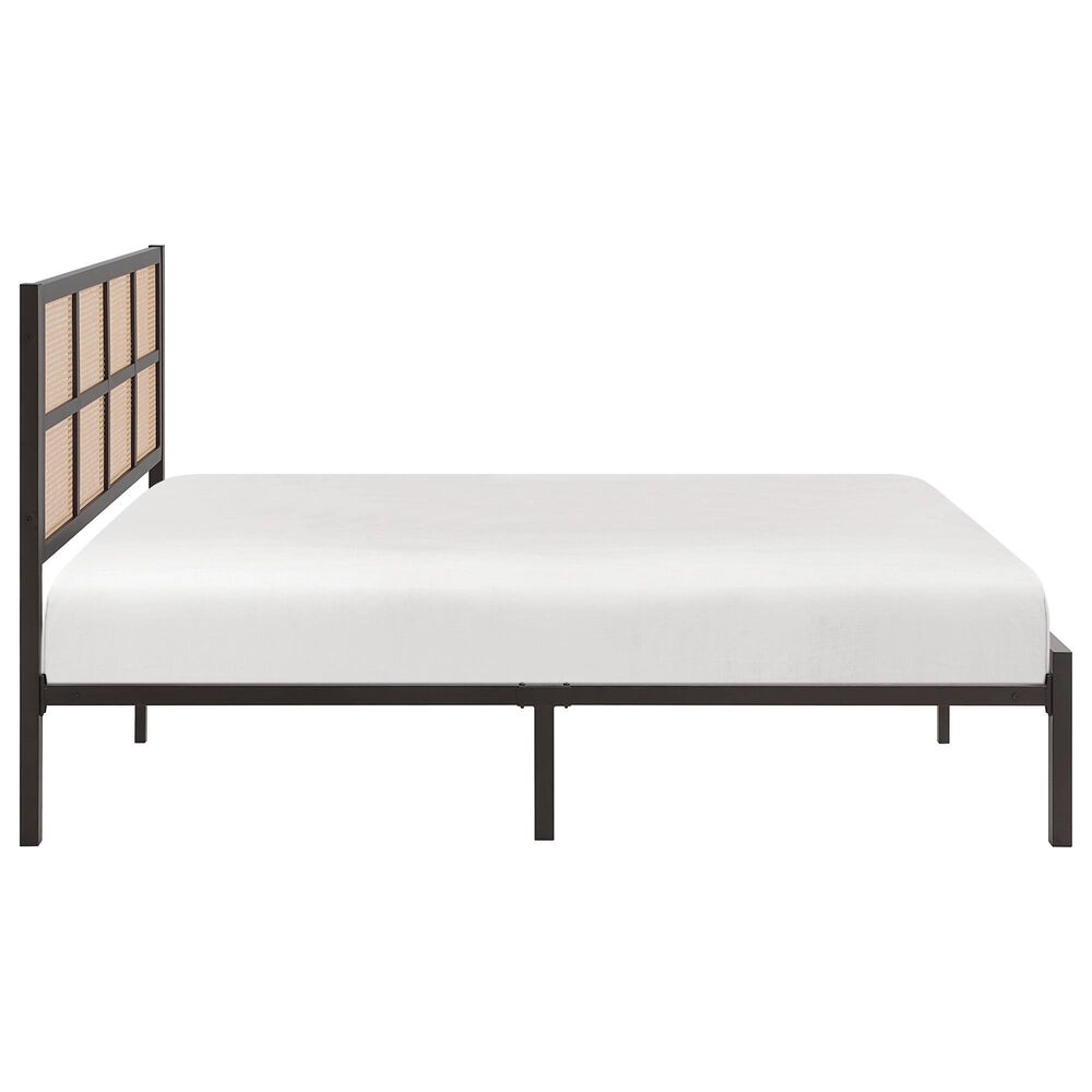 Hearth and Haven Full Platform Bed with Faux Cane Panel Headboard in Dark Bronze, , large