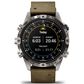 Garmin MARQ 2 Adventurer AMOLED Smartwatch Silver Grade 5 Titanium Bezel Case with Brown Leather Band, , large