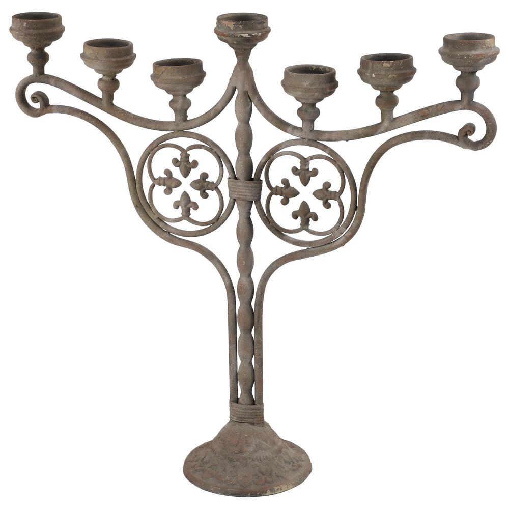 Maple and Jade 7-Light Vintage Scrolled Candelabra in Light Brown, , large