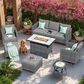 HOMLUX 7-Piece Patio Conversation Set with Rocking Chairs and Fire Pit Table in Dark Grey, , large