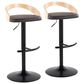 LumiSource Grotto Swivel Barstool with Brown Faux Leather Upholstery in Black and Natural (Set of 2), , large