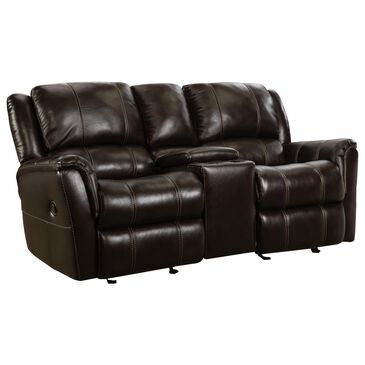 Homestretch Leather Manual Gliding Console Loveseat in Walnut, , large