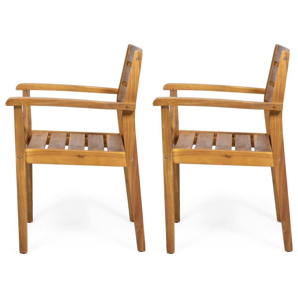 Hearth and Haven Stamford Patio Dining Chair in Teak (Set of 2), , large