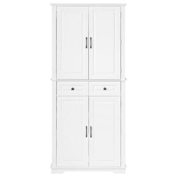 HOMLUX HOMLUX 71" Tall Kitchen Pantry Cabinet with 3 Pull Out Cabinet Organizers, Farmhouse Embossed Texture Storage Cabinet with 6 Door Shelves, 2 Drawers, Freestanding Cupboard for Kitchen, Dining Room White, , large