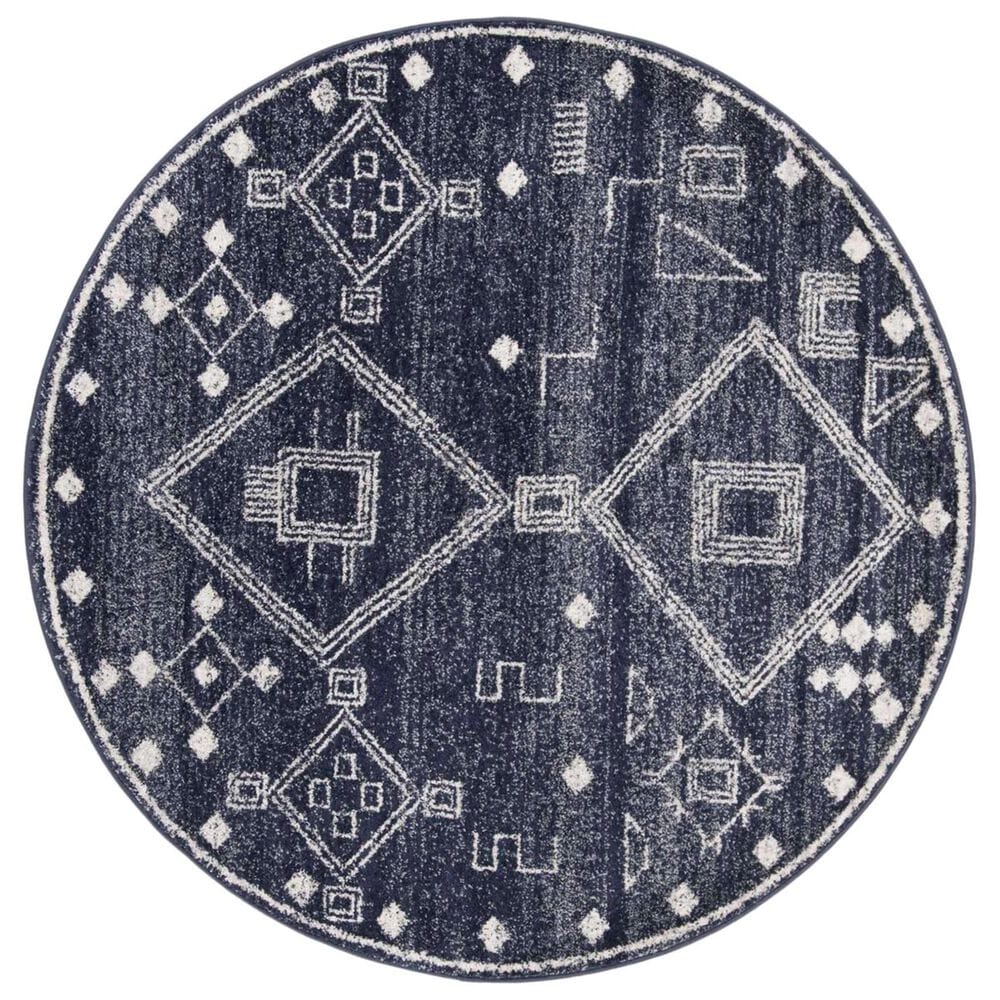 Safavieh Adirondack ADR208N 6" Round Navy and Silver Area Rug, , large