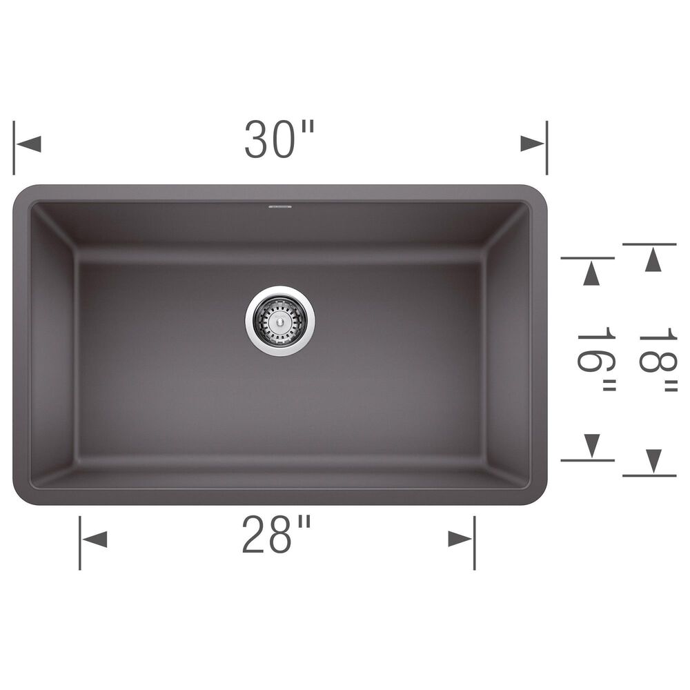 Blanco Precis 30&quot; Single Bowl Kitchen Sink in Cinder, , large