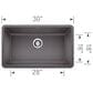 Blanco Precis 30" Single Bowl Kitchen Sink in Cinder, , large