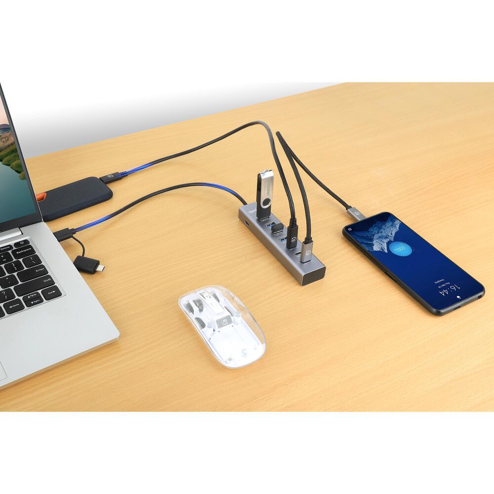 Manhattan 7-Port USB 3.0 Type-C/Type-A Combo Hub 3+4 in Space Gray, , large