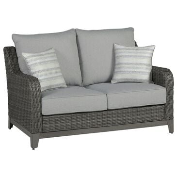 Ashley Elite Park Stationary Patio Loveseat with Cushion in Gray, , large