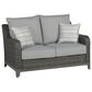 Ashley Elite Park Stationary Patio Loveseat with Cushion in Gray, , large