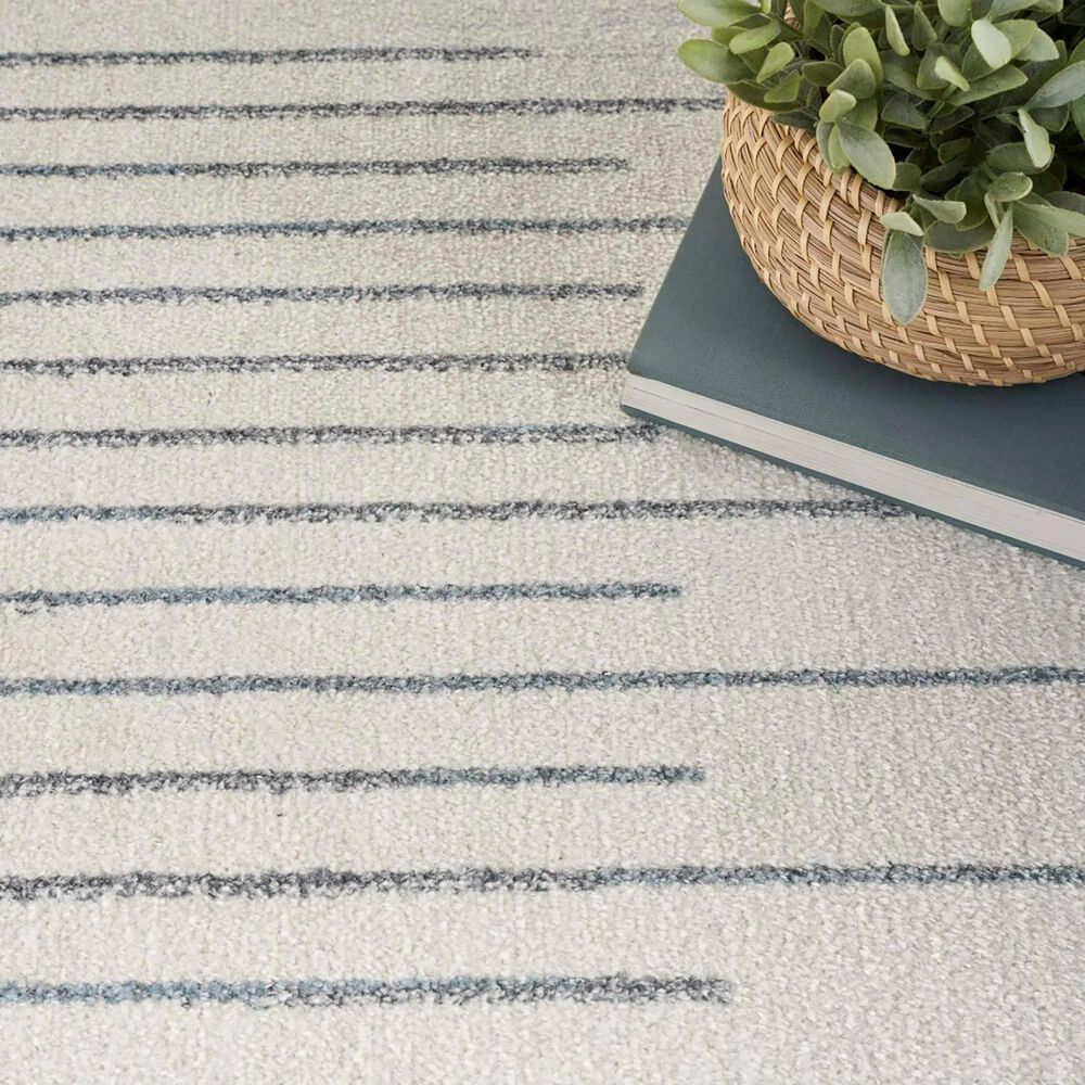 Nourison Astra Machine Washable ASW04 4&#39; x 6&#39; Ivory and Blue Area Rug, , large
