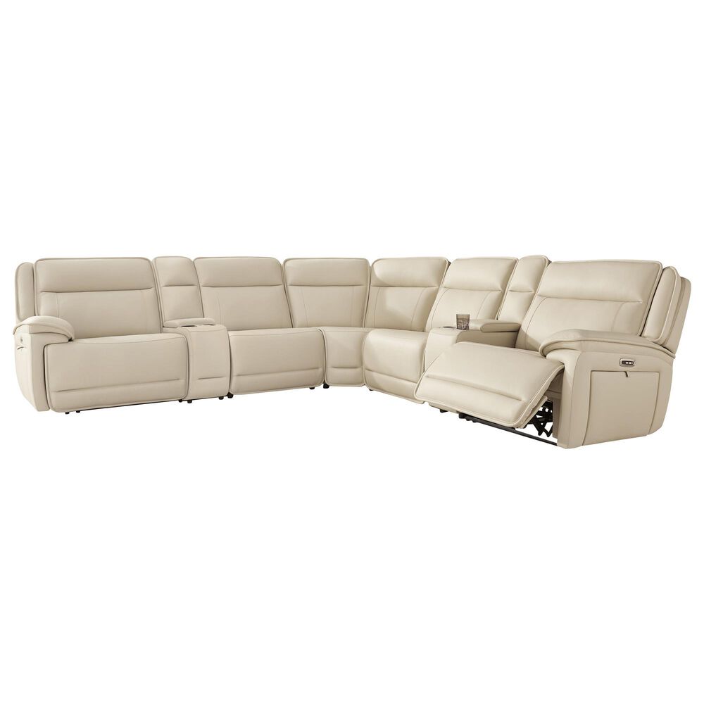 Ashley Double Deal 7-Piece Power Symmetrical Reclining Sectional with 2 Consoles in Almond, , large