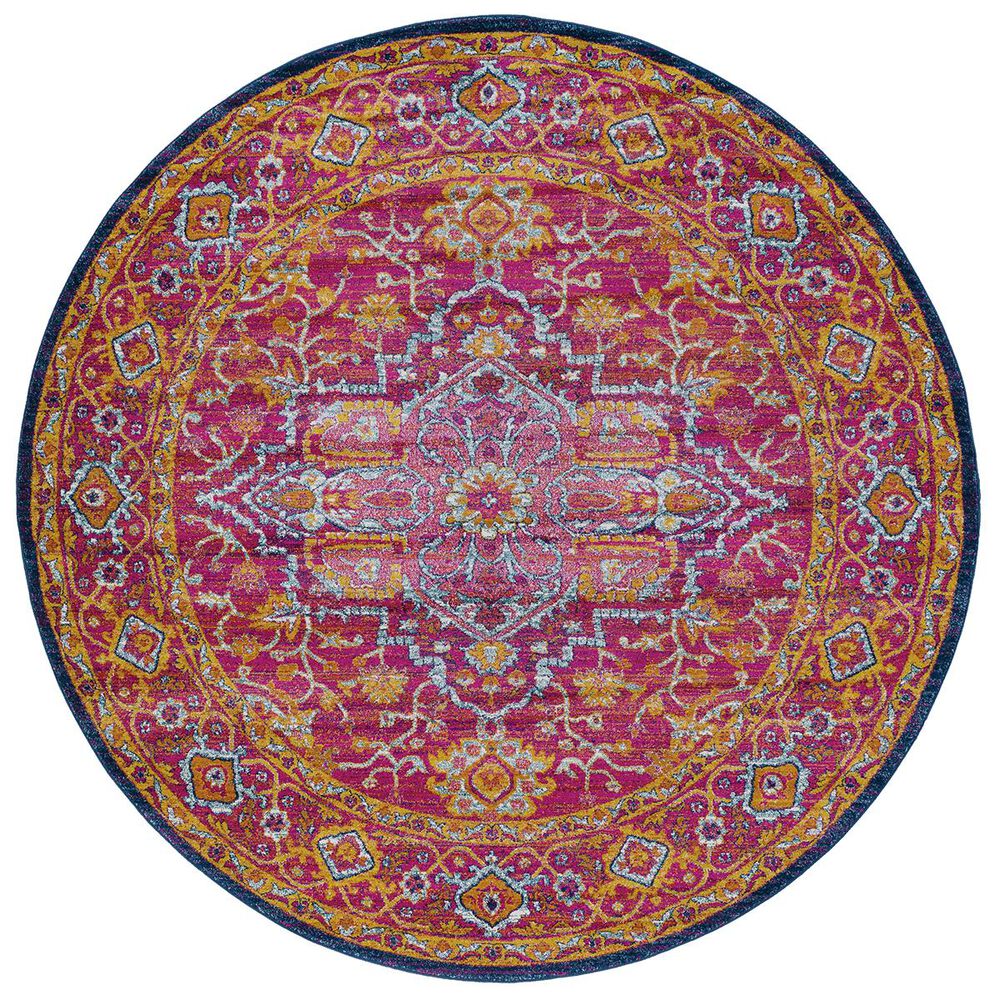 Surya Harput HAP-1009 7"10" Round Garnet, Blue and Saffron Area Rug, , large