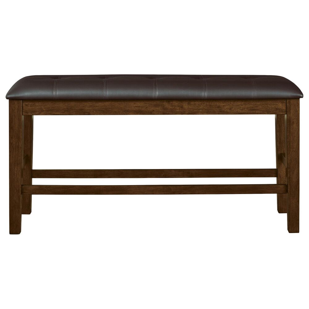 Ashley Ralene 25.38 Faux Leather Dining Bench in Medium Brown, , large