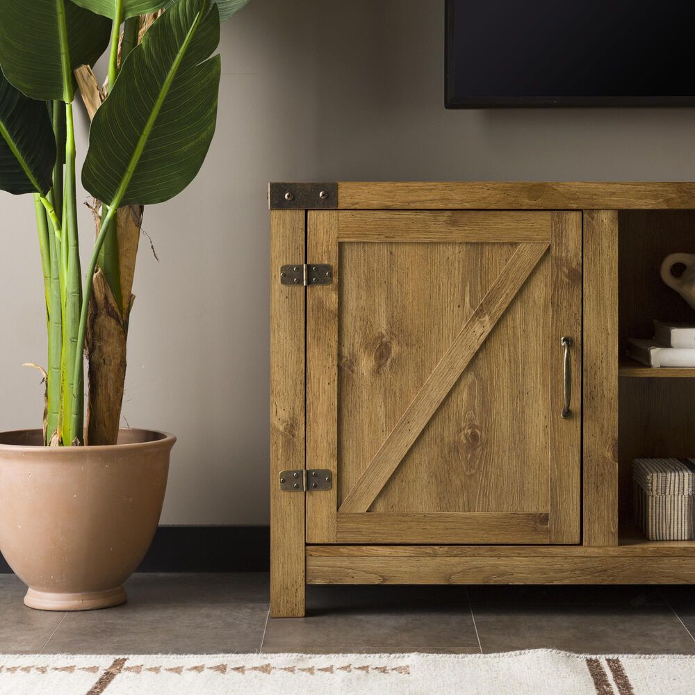 Walker Edison 58&quot; Barn Door TV Stand with Side Doors in Barnwood, , large