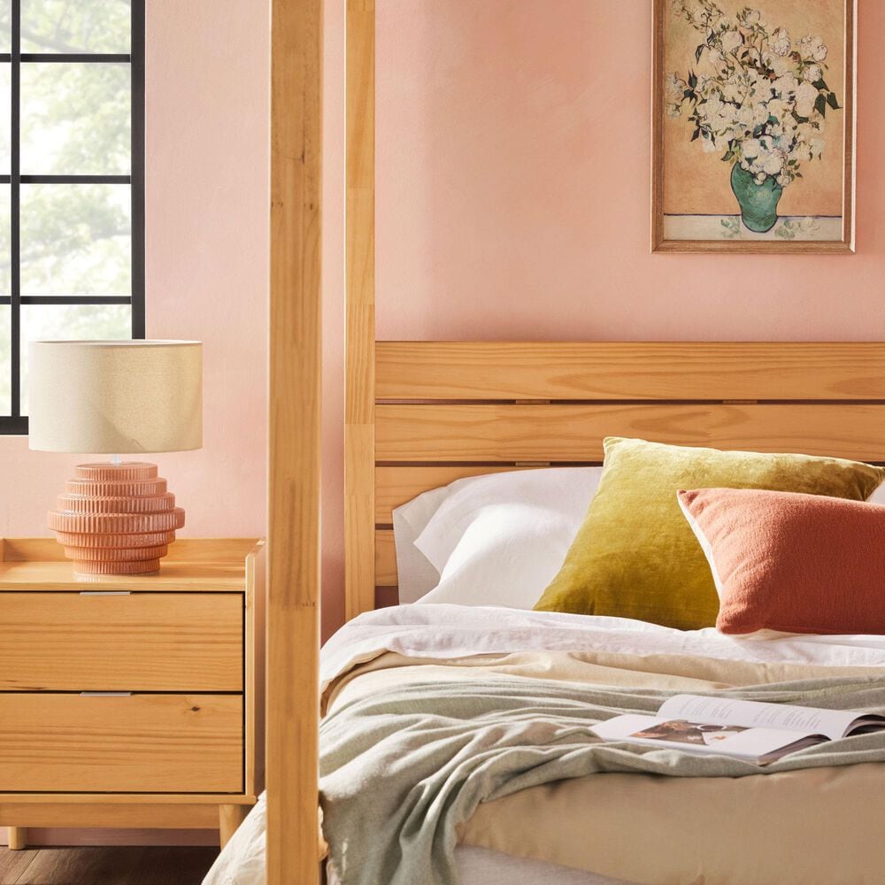 Walker Edison Isla Full Canopy Bed in Natural Pine, , large