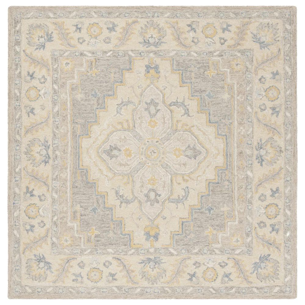 Safavieh Micro-Loop 5" Square Beige and Grey Area Rug, , large