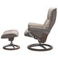 Stressless Mayfair Large Leather Chair and Ottoman in Paloma Fog, , large