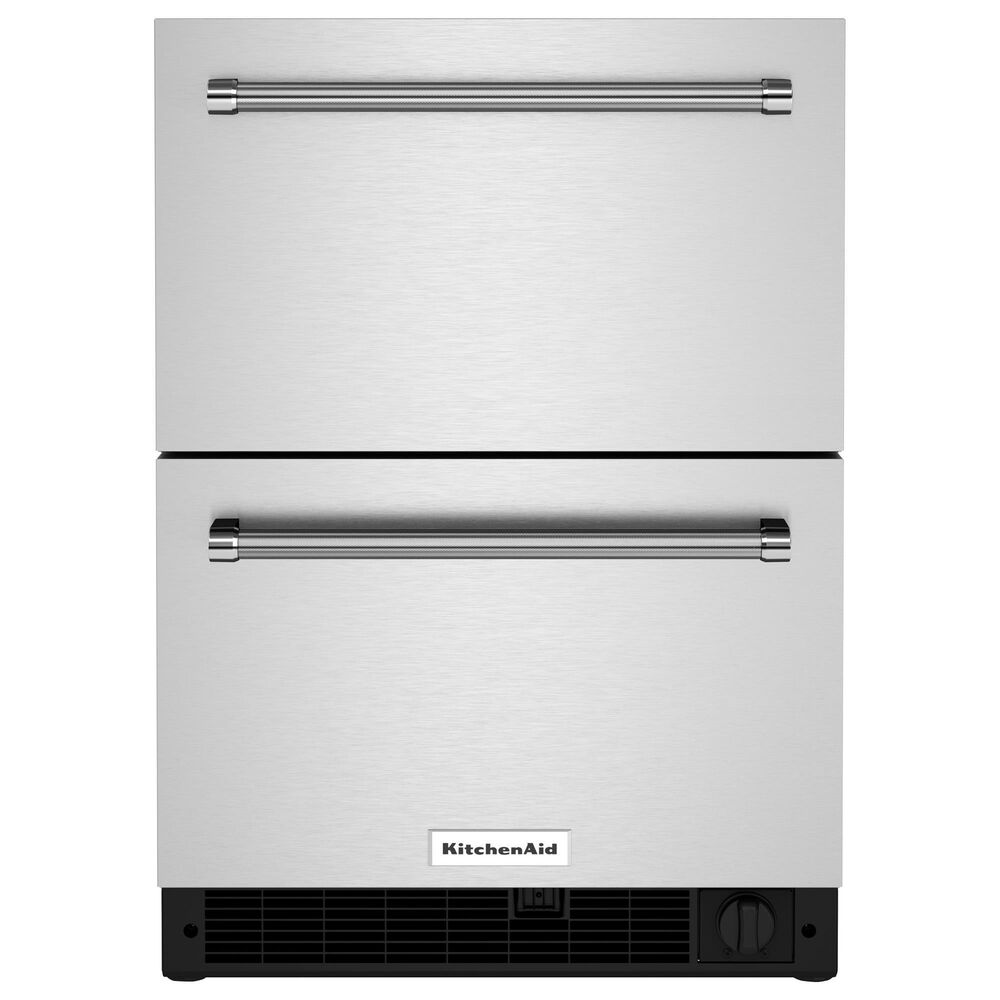 KitchenAid 24&quot; Undercounter Double-Drawer Refrigerator Freezer in Black and Stainless Steel, , large