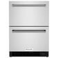 KitchenAid 24" Undercounter Double-Drawer Refrigerator Freezer in Black and Stainless Steel, , large