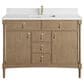 James Martin Kinnsden 48" Single Bathroom Vanity in Weathered Oak with Single Hole 3 cm White Zeus Silestone Top and Rectangular Sink, , large