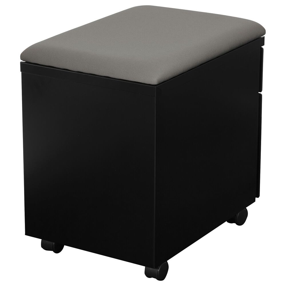 Valor Living Mobile File with Padded Seat in Black, , large