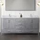 Lexora Home Jacques 72" Double Bathroom Vanity in Distressed Grey with 2 cm White Carrara Marble Top and Rectangular Sinks, , large