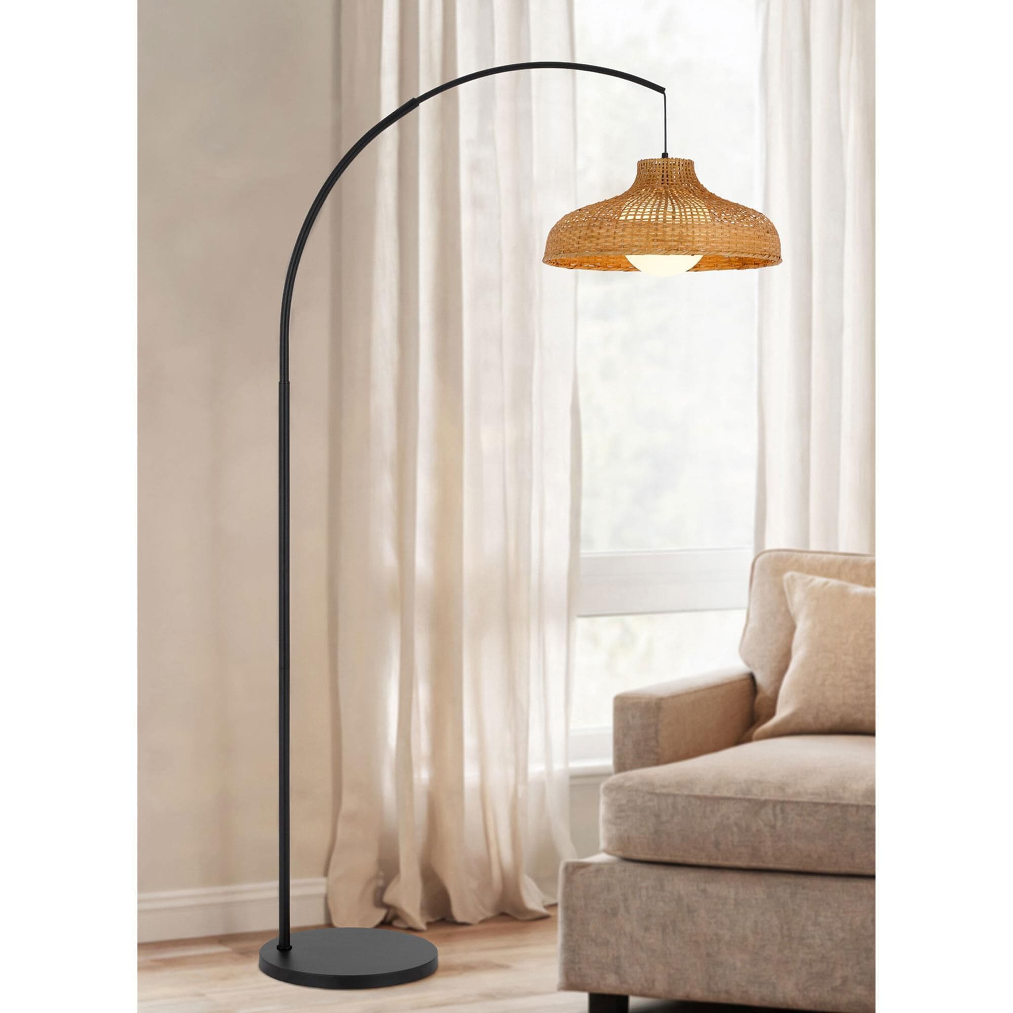 Cal Lighting Makako Arc Floor Lamp in Black
