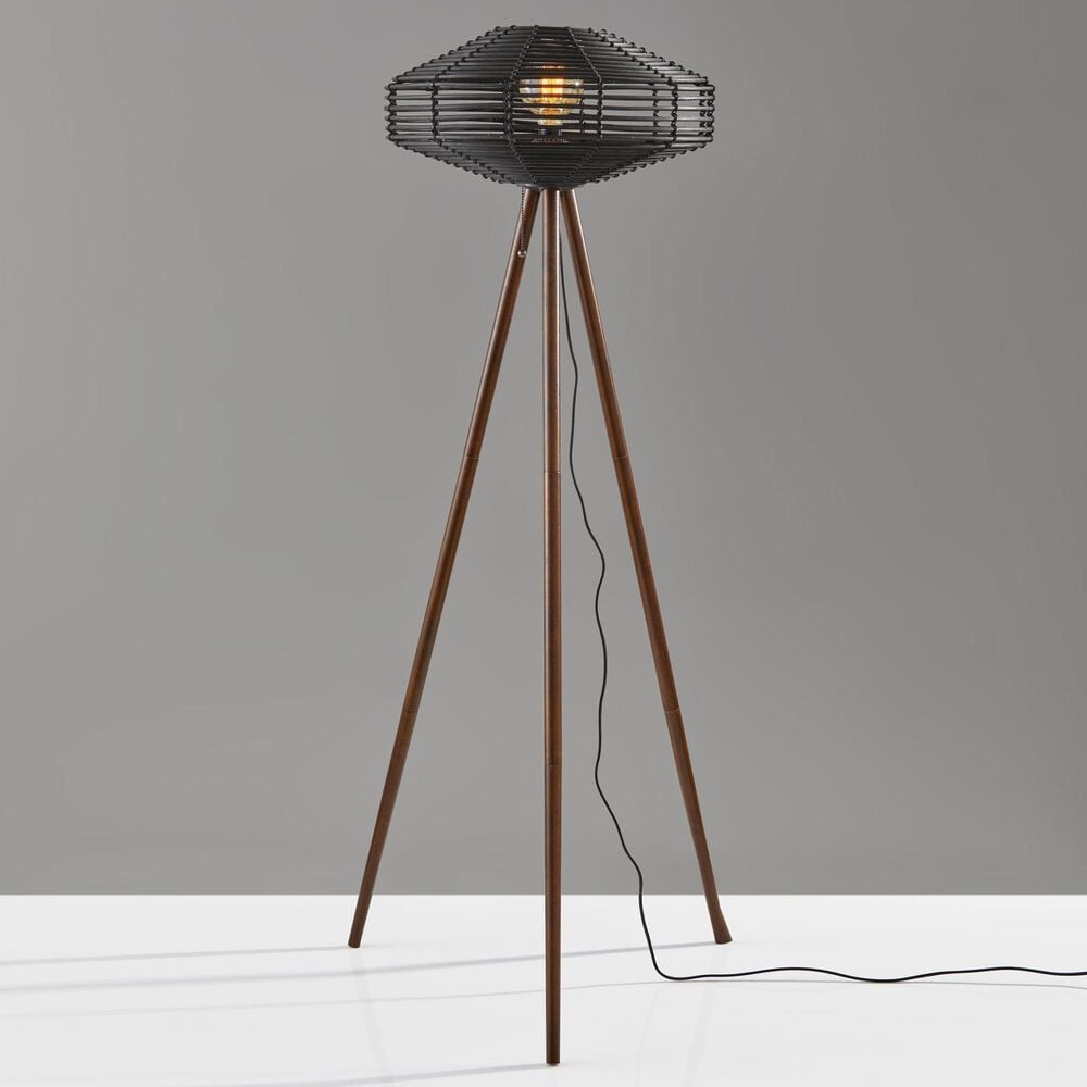 Adesso Kingston Floor Lamp in Walnut and Black, , large