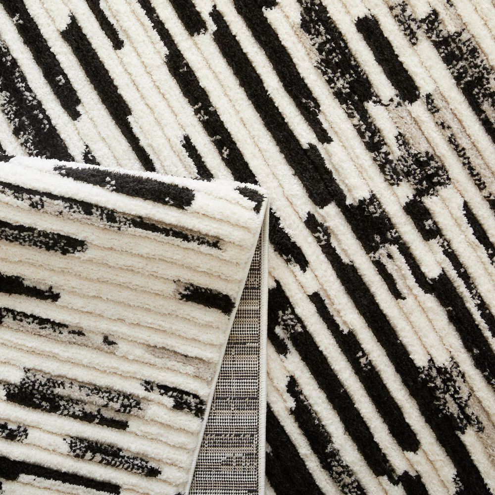 Central Oriental Etros Eden Beige and Black 5&#39;3&quot; x 7&#39;3&quot; Area Rug, , large