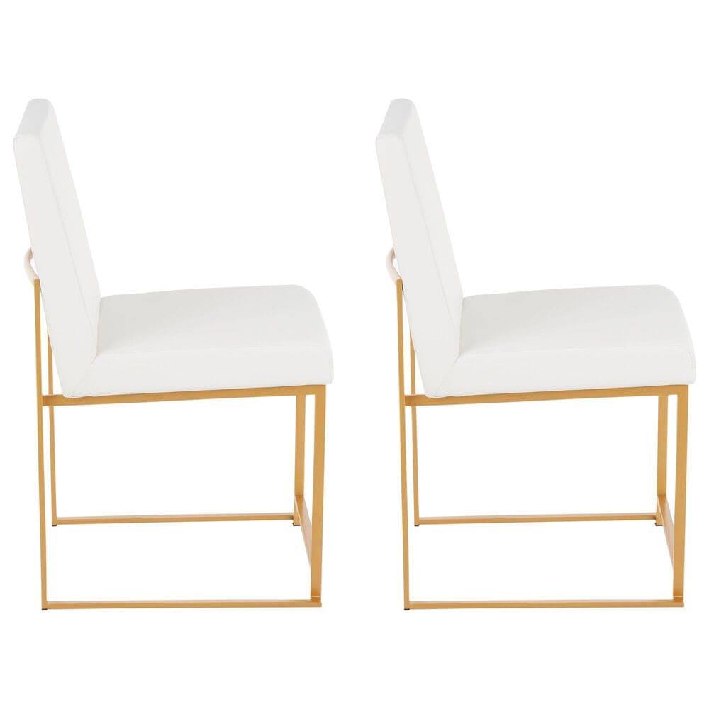 Lumisource Fuji Side Chair with White Cushion in Gold (Set of 2), , large