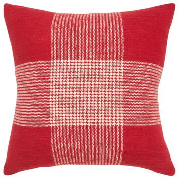 Rizzy Home Plaid 20" Down Filled Pillow in Red/White, , large