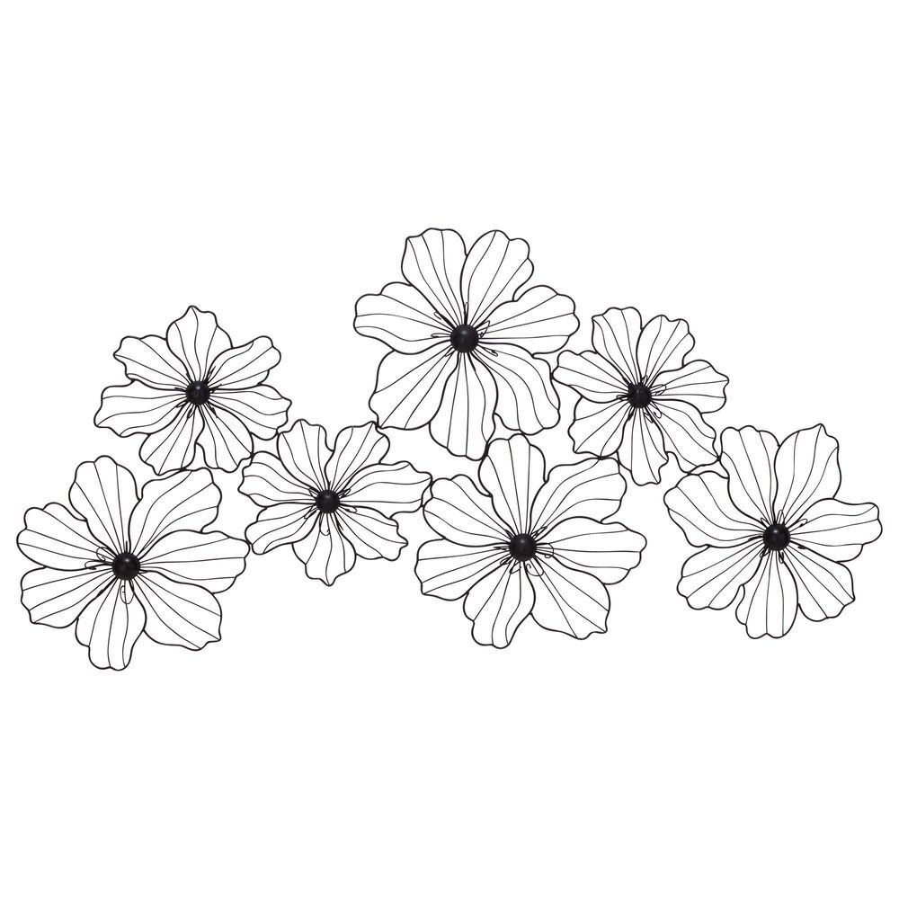Maple and Jade 21" x 43" Large Flower Wall Decor in Black, , large
