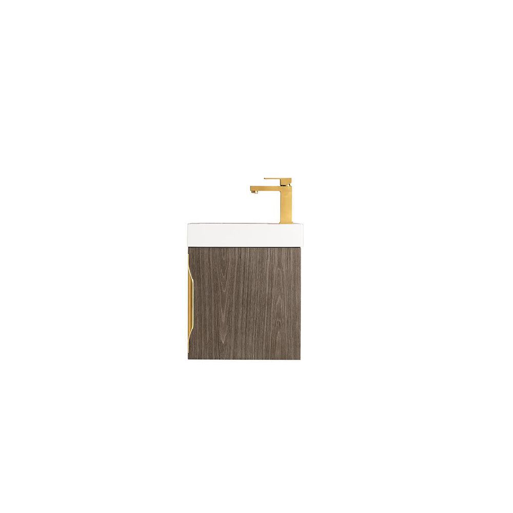 James Martin Columbia 16" Single Vanity Cabinet in Ash Gray with White Glossy Solid Surface Top, , large